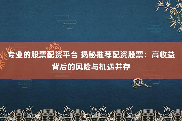 专业的股票配资平台 揭秘推荐配资股票：高收益背后的风险与机遇并存