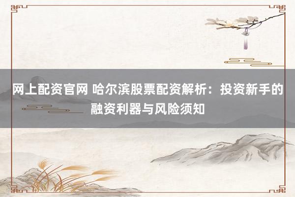 网上配资官网 哈尔滨股票配资解析：投资新手的融资利器与风险须知