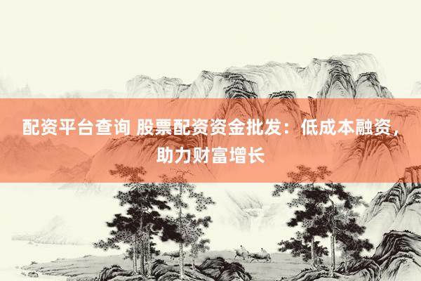配资平台查询 股票配资资金批发：低成本融资，助力财富增长