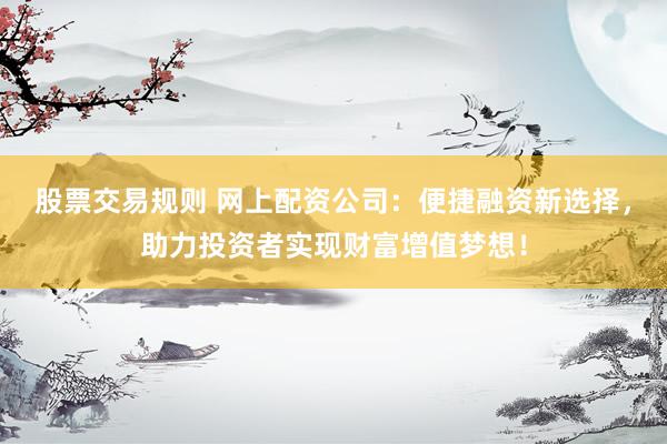 股票交易规则 网上配资公司：便捷融资新选择，助力投资者实现财富增值梦想！