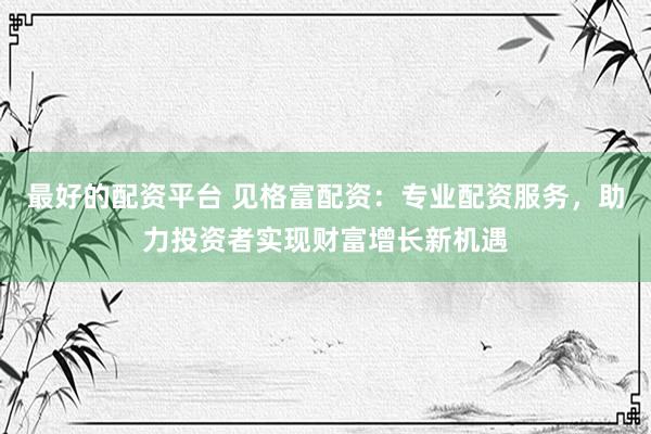 最好的配资平台 见格富配资：专业配资服务，助力投资者实现财富增长新机遇