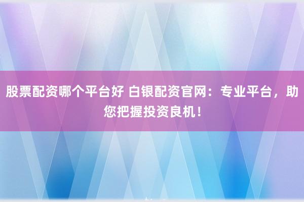 股票配资哪个平台好 白银配资官网：专业平台，助您把握投资良机！