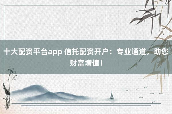 十大配资平台app 信托配资开户：专业通道，助您财富增值！