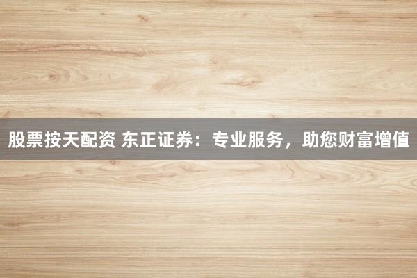 股票按天配资 东正证券:专业服务,助您财富增值