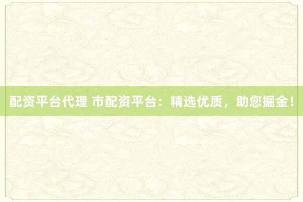 配资平台代理 市配资平台:精选优质,助您掘金!