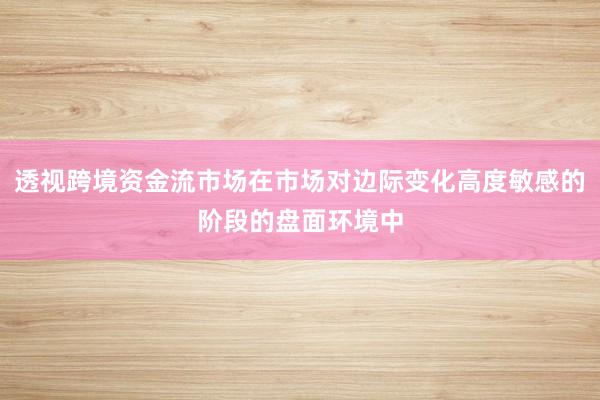 透视跨境资金流市场在市场对边际变化高度敏感的阶段的盘面环境中
