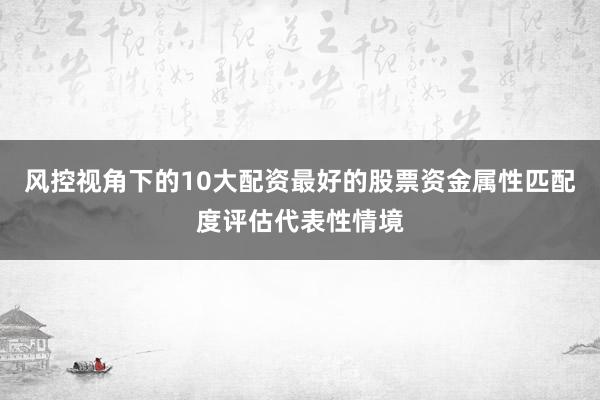 风控视角下的10大配资最好的股票资金属性匹配度评估代表性情境