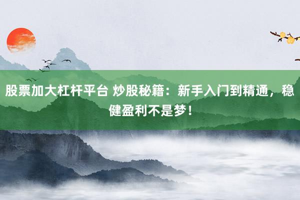 股票加大杠杆平台 炒股秘籍：新手入门到精通，稳健盈利不是梦！