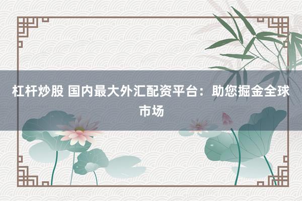 杠杆炒股 国内最大外汇配资平台：助您掘金全球市场