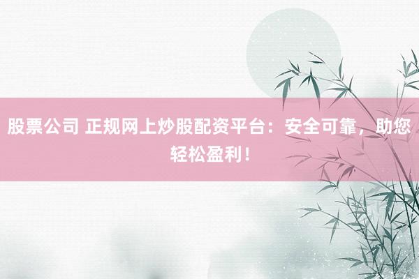 股票公司 正规网上炒股配资平台:安全可靠,助您轻松盈利!