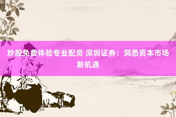 炒股免费体验专业配资 深圳证券：洞悉资本市场新机遇