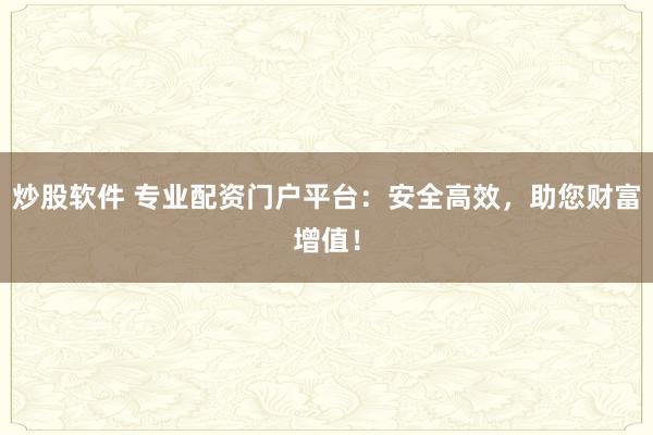 炒股软件 专业配资门户平台:安全高效,助您财富增值!