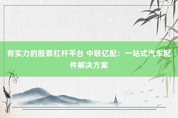 有实力的股票杠杆平台 中联亿配:一站式汽车配件解决方案
