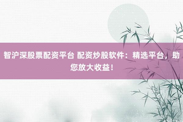 智沪深股票配资平台 配资炒股软件：精选平台，助您放大收益！