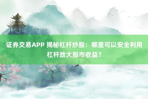 证券交易APP 揭秘杠杆炒股：哪里可以安全利用杠杆放大股市收益？