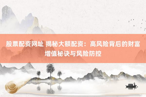 股票配资网址 揭秘大额配资:高风险背后的财富增值秘诀与风险防控