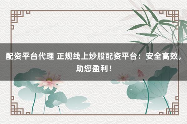配资平台代理 正规线上炒股配资平台：安全高效，助您盈利！